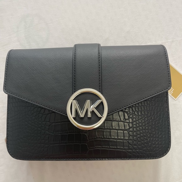 Authentic Michael Kors Carmen Medium Crocodile Embossed Convertible Bag - NEW - Picture 8 of 9